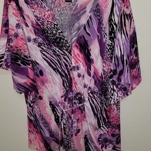 EUC Ashley Stewart Animal Print Top